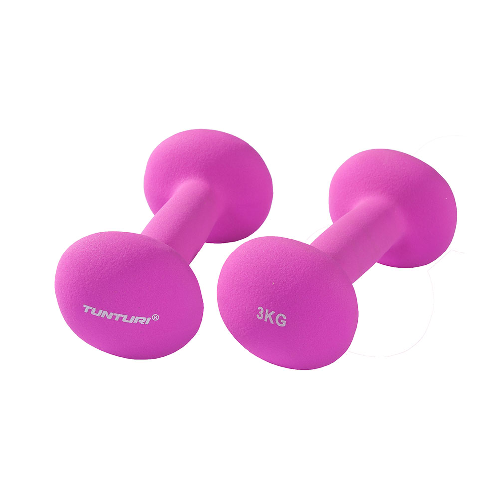 Hantlid-TUNTURI-Neopreen-Dumbbells-3kg-lillad