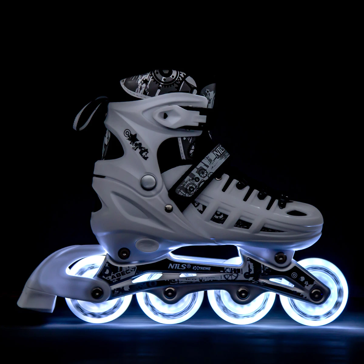 4in1 (rull)uisud NILS EXTREME NH10905 LED In-line Skates/Hockey Ice Skates, S (31-34), White/Black - Image 8