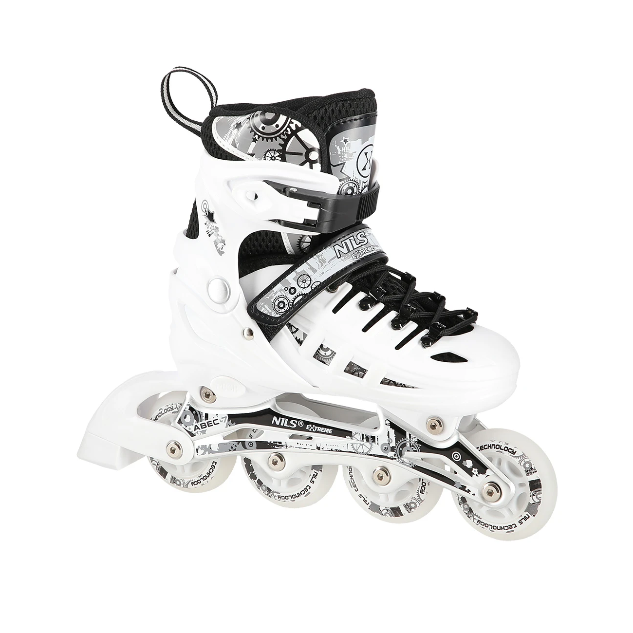 4in1 (rull)uisud NILS EXTREME NH10905 LED In-line Skates/Hockey Ice Skates, S (31-34), White/Black