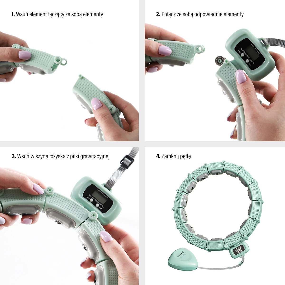 Hularõngas magneti, raskuse ja lugejaga HMS HHM14, roheline - Image 2