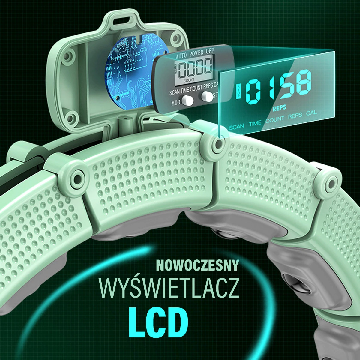 Hularõngas magneti, raskuse ja lugejaga HMS HHM14, roheline - Image 8