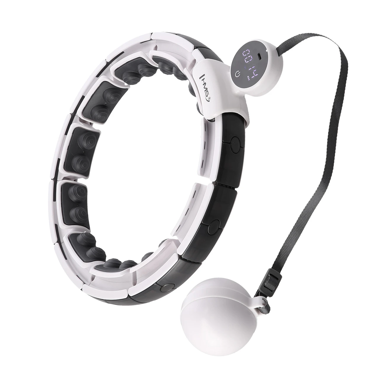 Hularõngas magneti, raskuse ja lugejaga HMS HHM16, must-valge