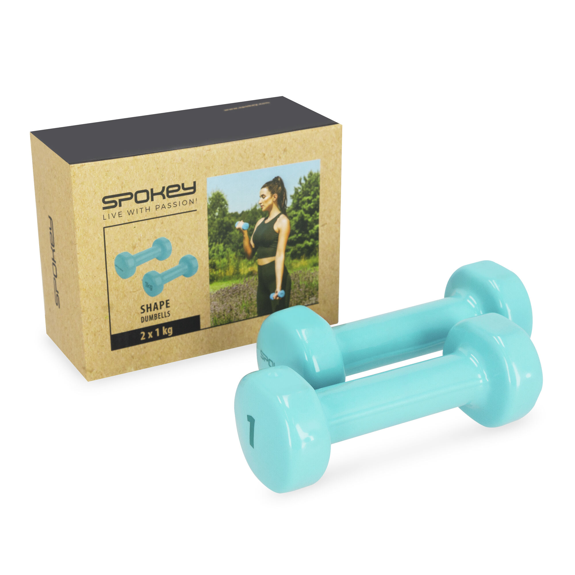 Hantlid SPOKEY Shape 2x1 kg, türkiis - Image 3