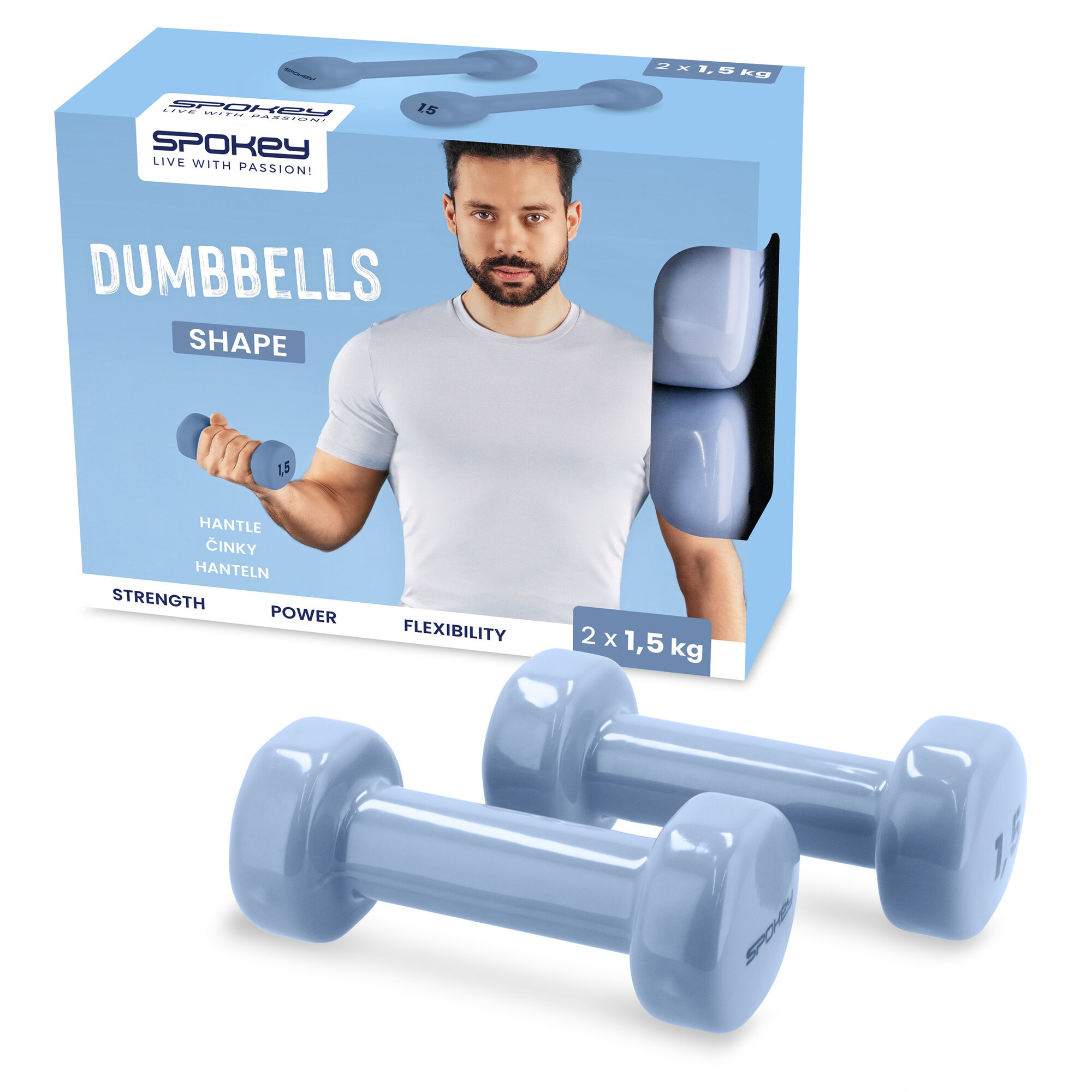Hantlid SPOKEY Shape 2x1.5 kg, hallid - Image 3