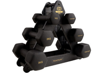 Hantlite komplekt koos alusega Tunturi Centuri Neopreen Dumbellset 3Prs+Stand