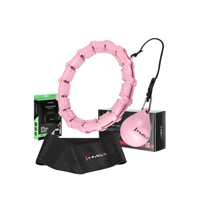 Hularõngas raskuse ja vööga HMS HHW11 Hula Hoop, roosa