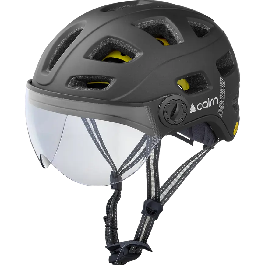 Kiiver CAIRN QUARTZ MIPS Transparent Visor LED USB Matte Black, must (elektrijalgrattale) (M)