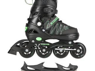 2in1 (rull)uisud NILS EXTREME NH11912 In-line Skates/Hockey Ice Skates, must-roheline, M (35-38)
