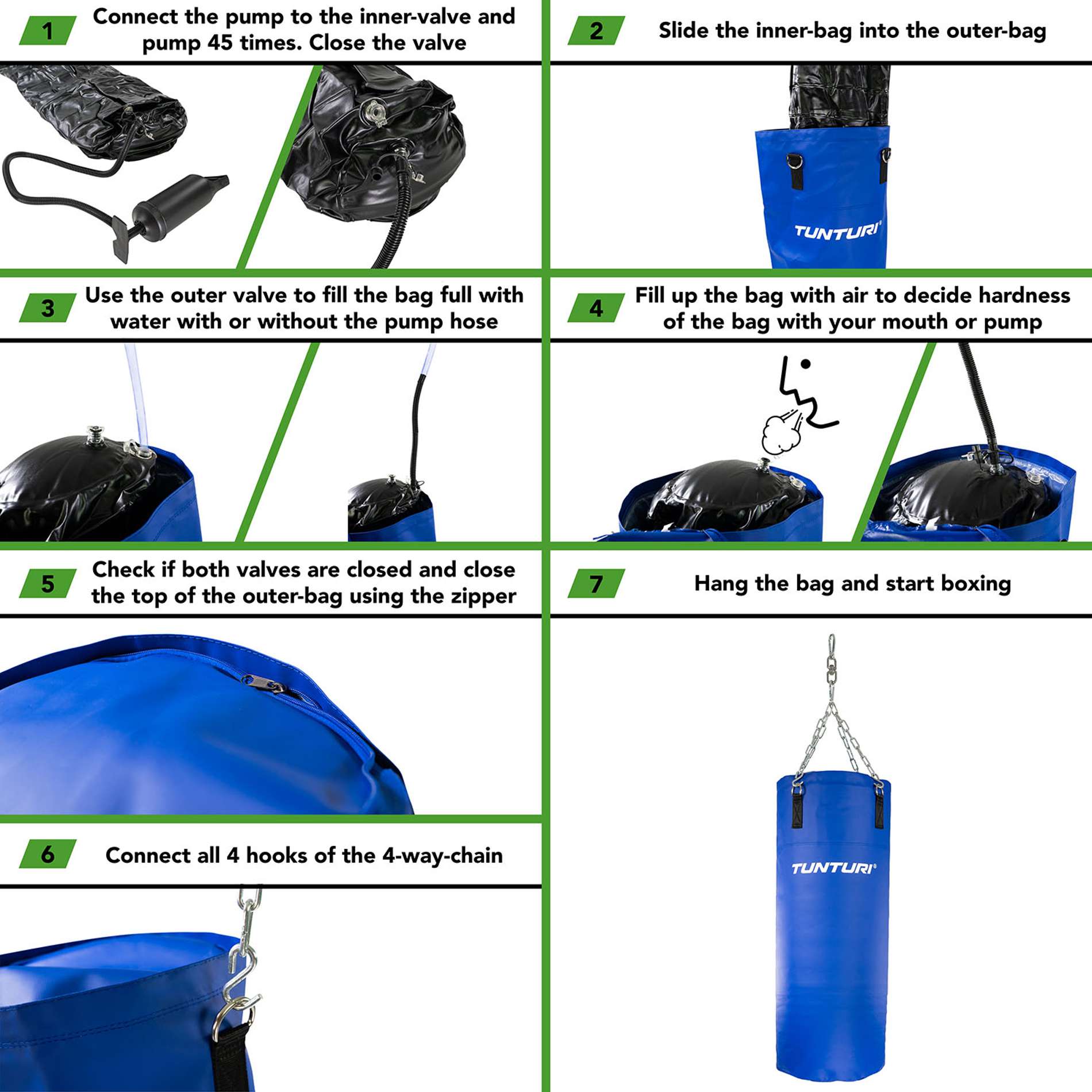 Poksikott Tunturi Aqua Boxing Bag 150 cm, sinine - Image 4