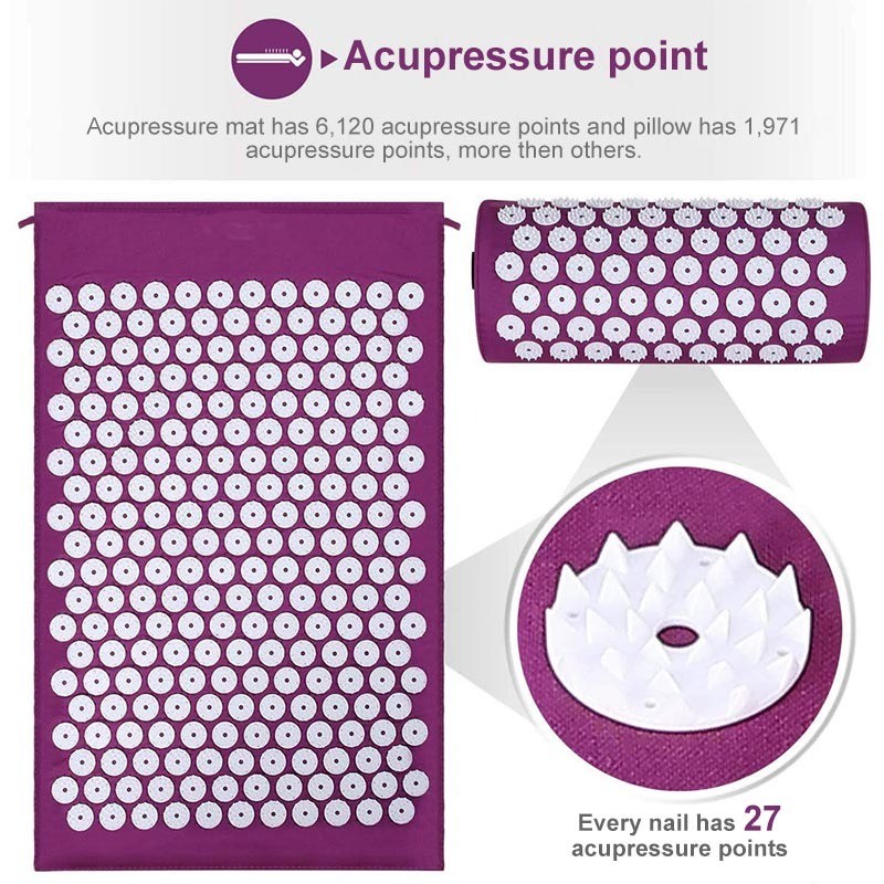 Punktimassaaži matt padjaga MM-001 Acupressure Mat with Pillow, roosa - Image 3