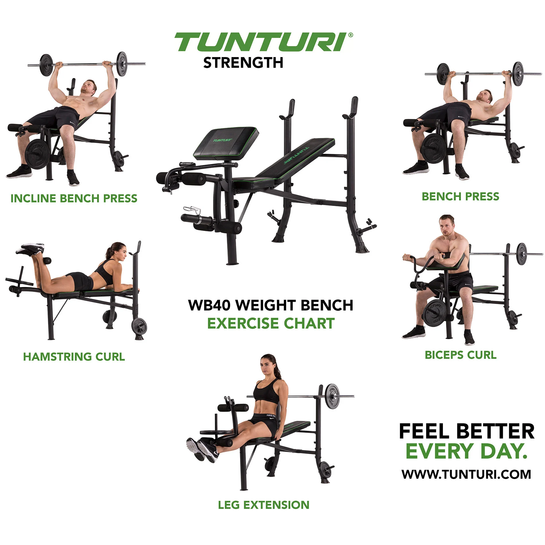 Tõstepink TUNTURI WB40 Compact Width Weight Bench - Image 2