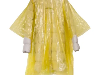 Vihmakeep, "Pakendikeskus" trükiga, läipaistev kollane