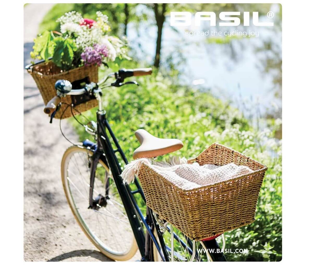 Jalgratta pakiraamikorv Basil Cento Rattan Look, helepruun - Image 2