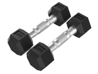 Hantlid TUNTURI Platinum Hex Rubber Dumbbell, 2x 2kg