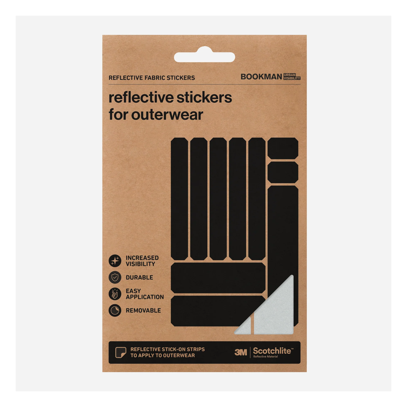 Helkurkleepsud BOOKMAN Reflective Fabric Stickers, Silver Strips