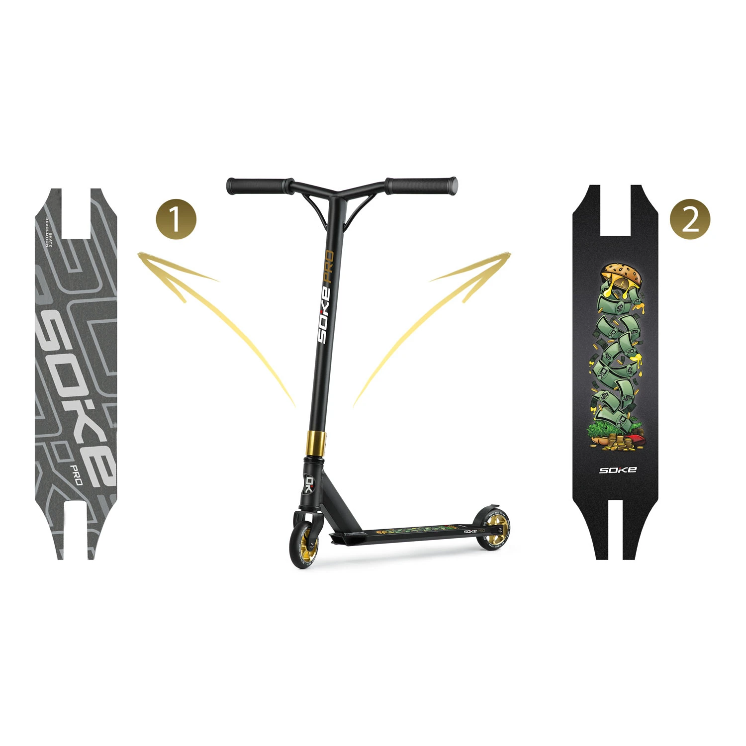 Trikitõukeratas SOKE PRO must-kuldne - Image 3